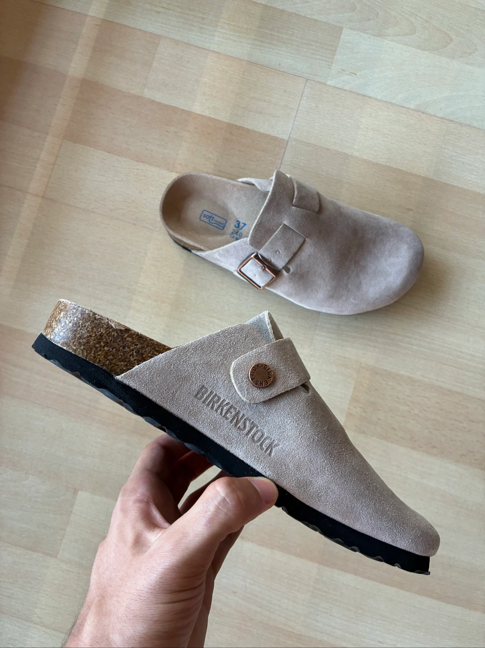 Zuecos Birkenstock Boston Grises 37